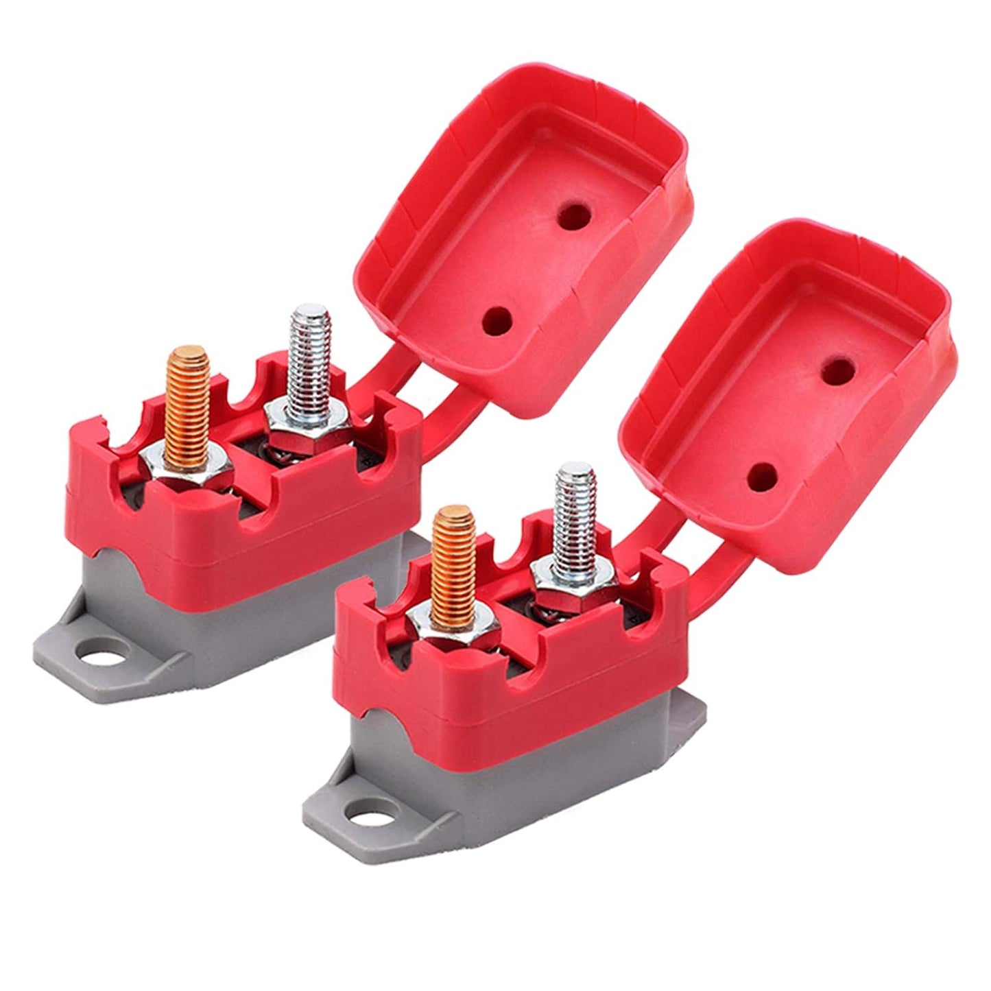 12V-24V Automatic Reset Circuit Breaker with Cover and Stud Bolt for Automotive Applications (40A, Pack of 2)