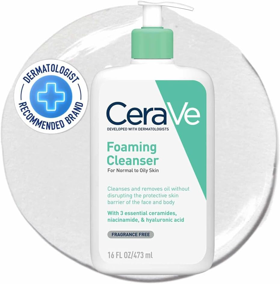 Foaming Cleanser Gel for Normal to Oily Skin - Oil Control Formula with Hyaluronic Acid, Niacinamide, and Ceramides, Fragrance-Free, 473ml